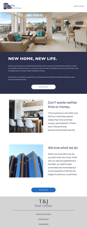 T&J Real Estate Welcome email template