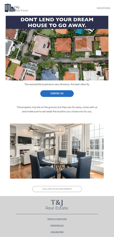 T&J Real Estate Winback email template
